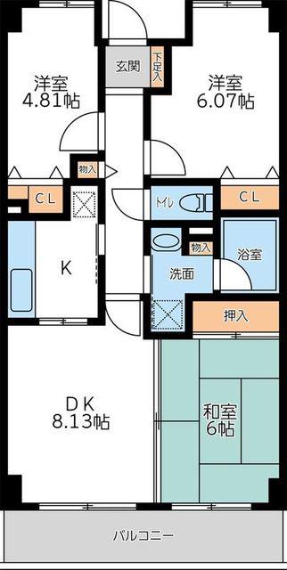 アーバンパーク市ヶ尾(3LDK/3階)の間取り写真