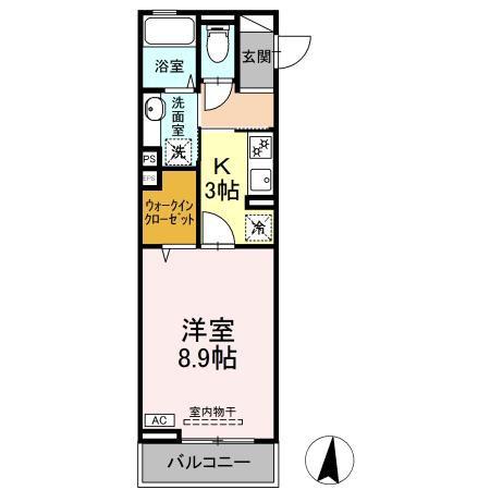 AMABILIS(1LDK/2階)の間取り写真