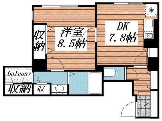 メゾンドヴィレ日本橋茅場町(1DK/10階)の間取り写真