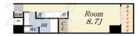 ZERO 千代崎(1K/8階)の間取り写真