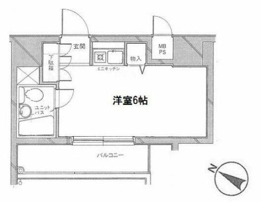 パレ・ドール伊勢佐木町南Ⅱ(ワンルーム/3階)の間取り写真