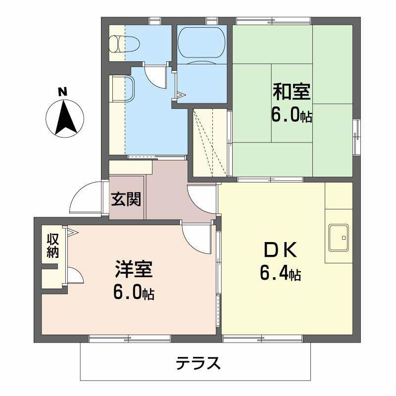 シャーメゾンハーヴェスト(2DK/1階)の間取り写真