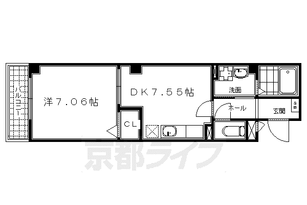 LA・KIYAMIYASSO(1DK/1階)の間取り写真