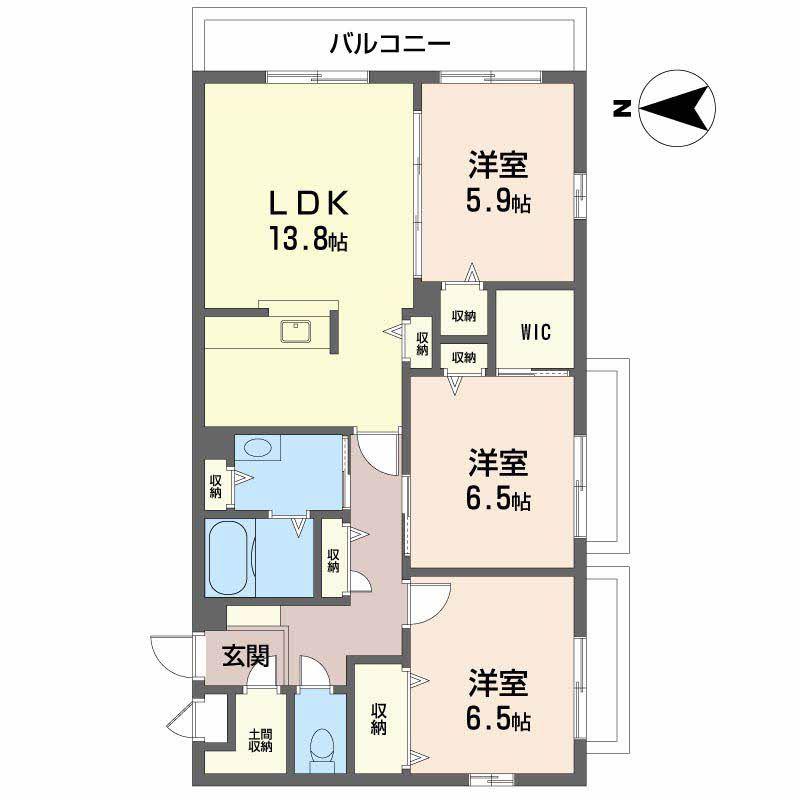 ベルアネスB(3LDK/2階)の間取り写真