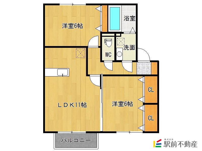 アムール(2LDK/1階)の間取り写真