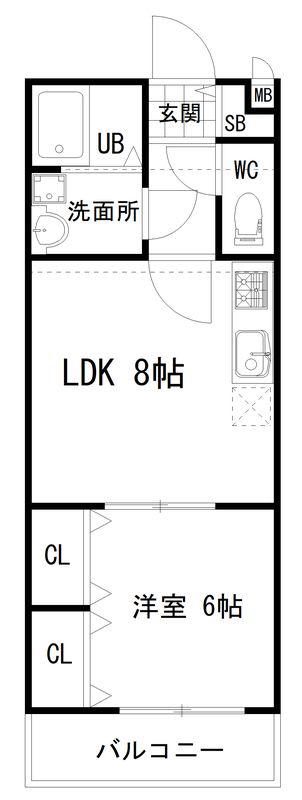 KTIレジデンス枚方(1LDK/1階)の間取り写真