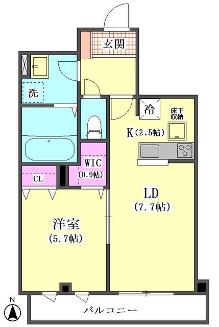 ラ ルーナサンアイ(1LDK/1階)の間取り写真