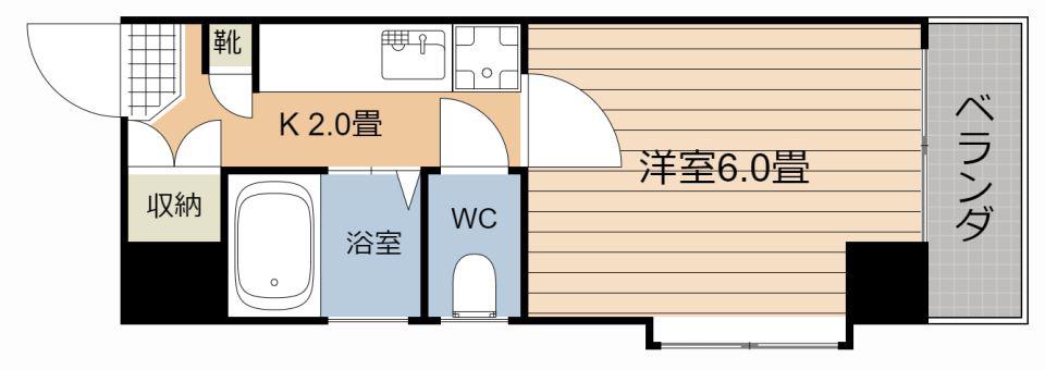 吉永ビル(1K/2階)の間取り写真
