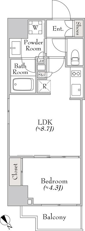 ミリアレジデンス大塚(1LDK/8階)の間取り写真