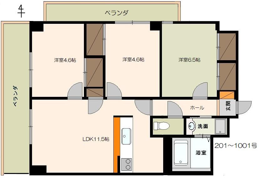 10階建マンション アスティムI(3LDK/3階)の間取り写真
