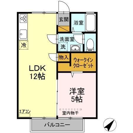セジュール吉備(1LDK/2階)の間取り写真