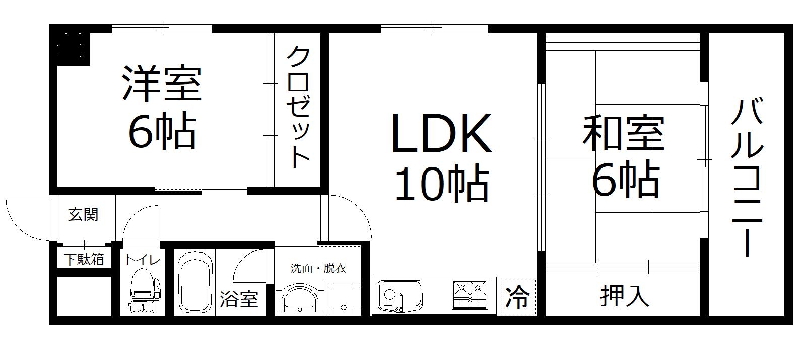 エステート6(2LDK/4階)の間取り写真