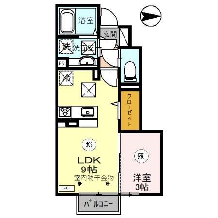 FLOURISH大宮(1LDK/1階)の間取り写真