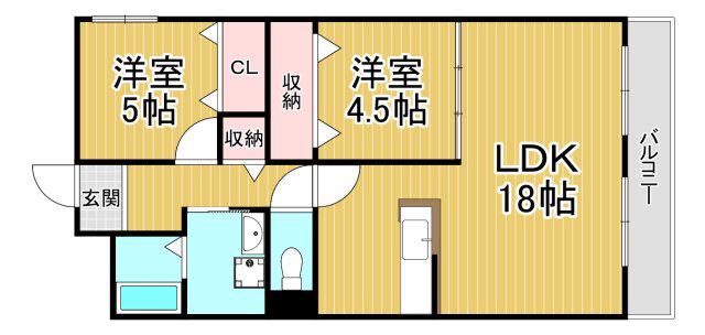 ツインパレス北伊丹(2LDK/1階)の間取り写真