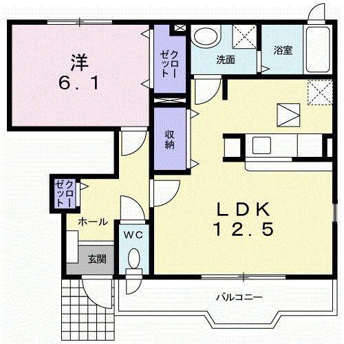 ウィステリア(1LDK/1階)の間取り写真
