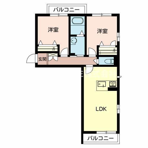 ガーデンスクエア 弐番館(2LDK/3階)の間取り写真