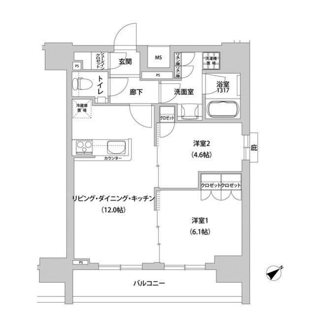 メトロステージ上野(2LDK/8階)の間取り写真