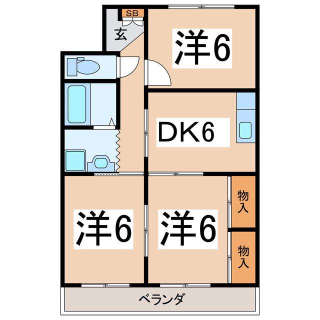 コーポ寿(3DK/2階)の間取り写真