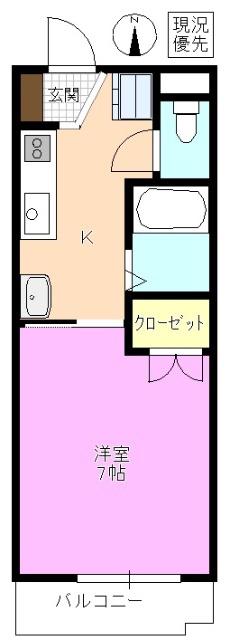 サウスERN CROSS(1K/2階)の間取り写真