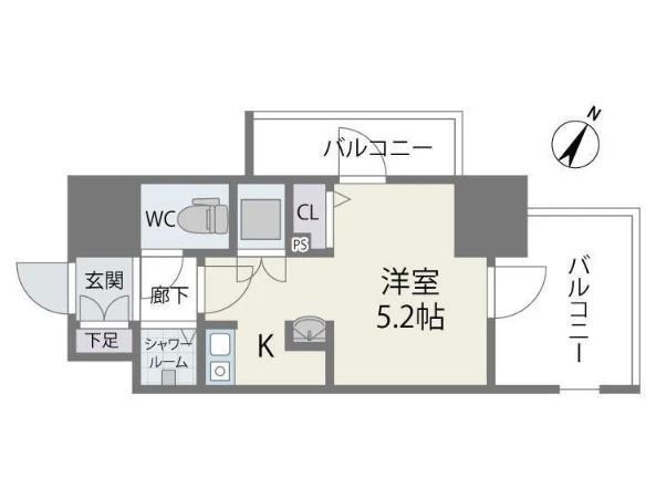 MODERN PALAZZO 天神南II(ワンルーム/6階)の間取り写真