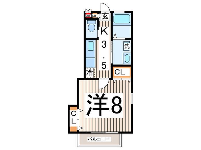 レジデンスM.M(1K/3階)の間取り写真