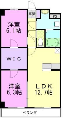 プラスペリティ(2LDK/2階)の間取り写真
