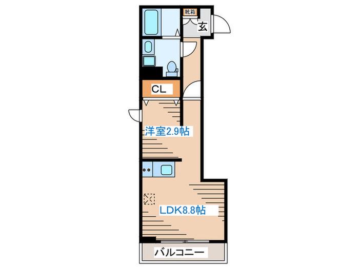メリディアン吉岡壱番館(1LDK/1階)の間取り写真