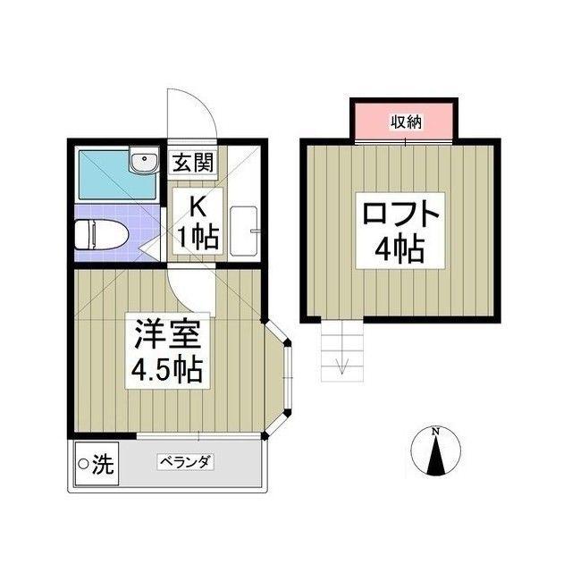 JR京浜東北線 西川口駅 徒歩18分 2階建 築37年(1K/2階)の間取り写真