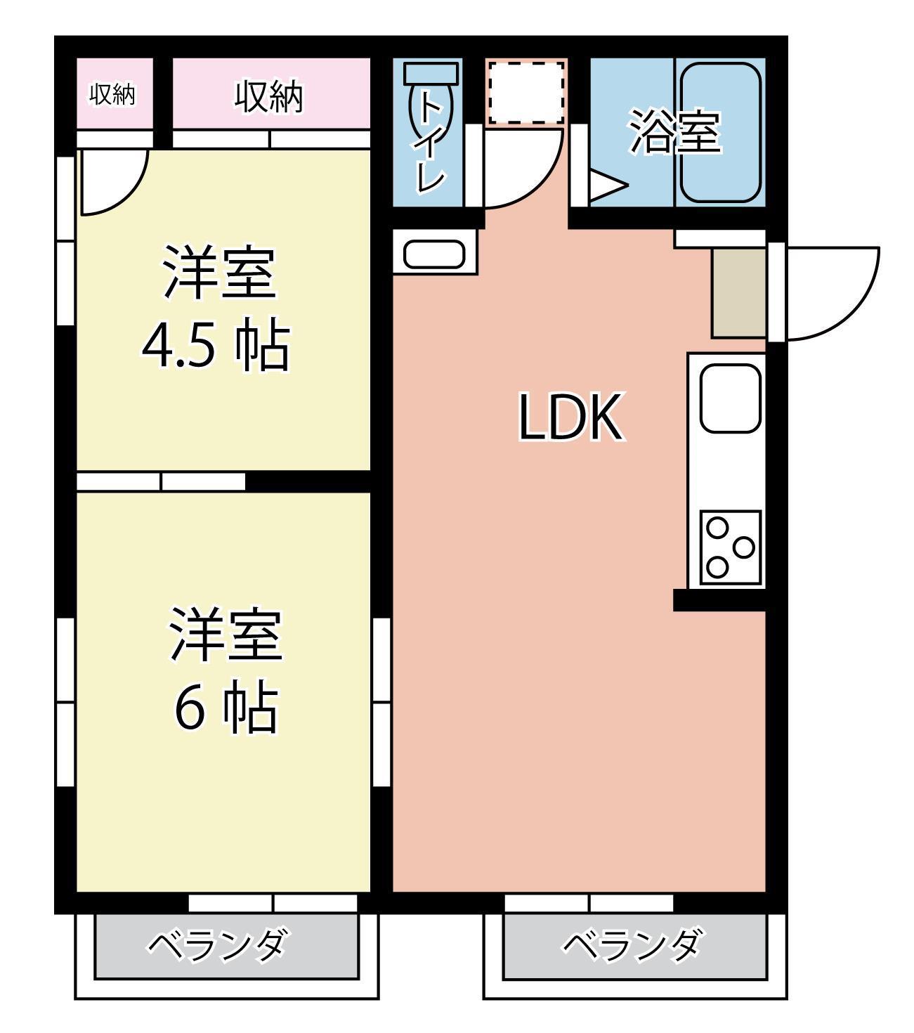 ストリーム旭(2LDK/2階)の間取り写真