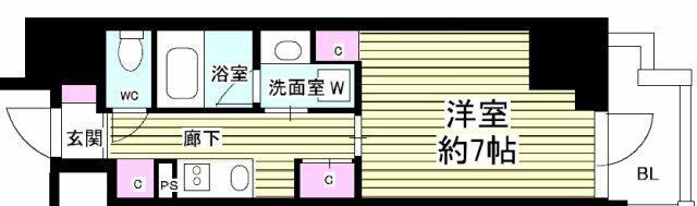 ミリアレジデンス根岸柳通(1K/3階)の間取り写真