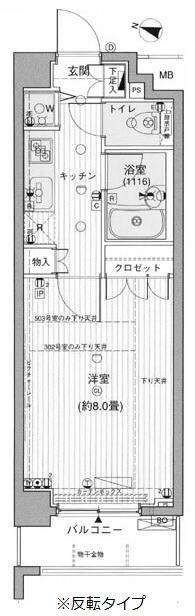 ラグジュアリーアパートメント西新宿(1K/1階)の間取り写真