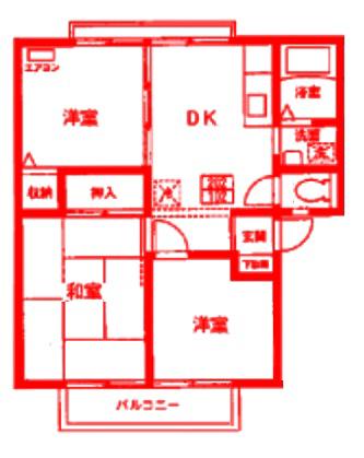 サンライフ岡村A(3DK/1階)の間取り写真