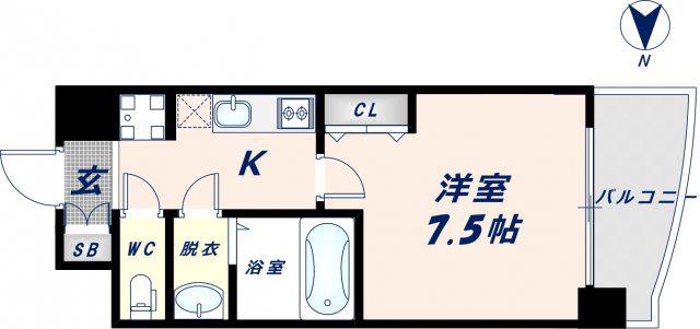 ラグゼ布施南(1K/8階)の間取り写真