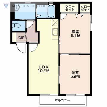 フローラルパークコートA棟(2LDK/1階)の間取り写真