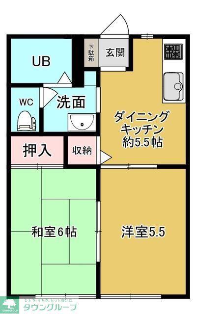 マッキナリービュー(2DK/1階)の間取り写真