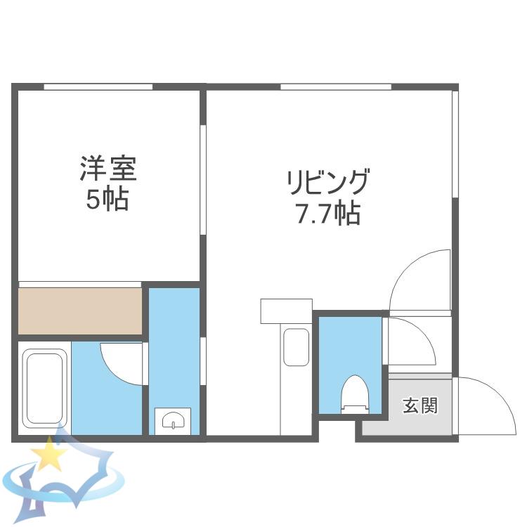 コーポ発寒南(1LDK/3階)の間取り写真