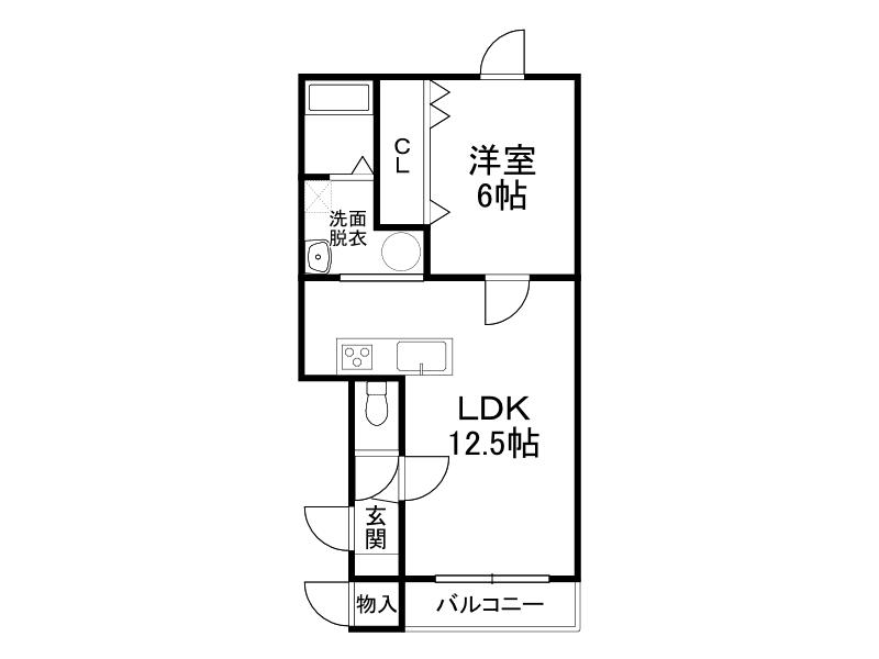 ALPHA IV(1LDK/2階)の間取り写真