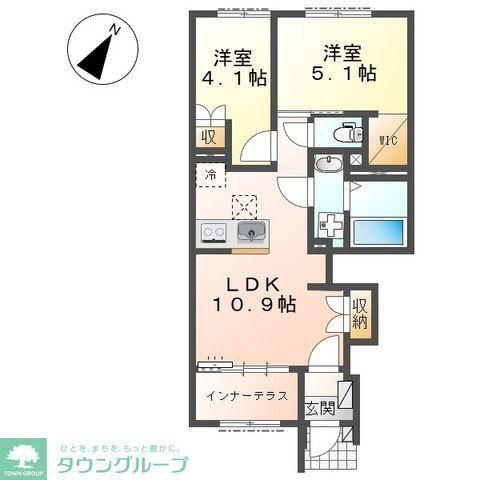 中央区上溝アパート(2LDK/1階)の間取り写真