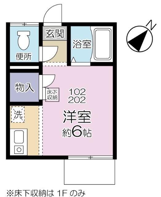 メロディーハイツリンナ(1K/2階)の間取り写真
