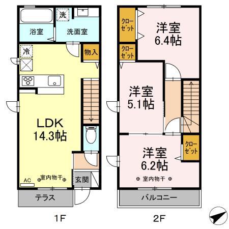 アーク・ド・ルミエールII(3LDK/1階)の間取り写真