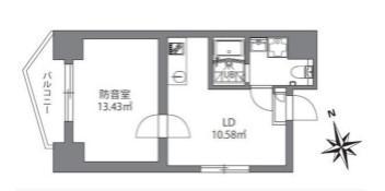 アズミュージック新宿御苑(1DK/10階)の間取り写真