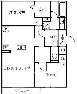 セジュールオッツGT長岡京(2LDK/1階)の間取り写真