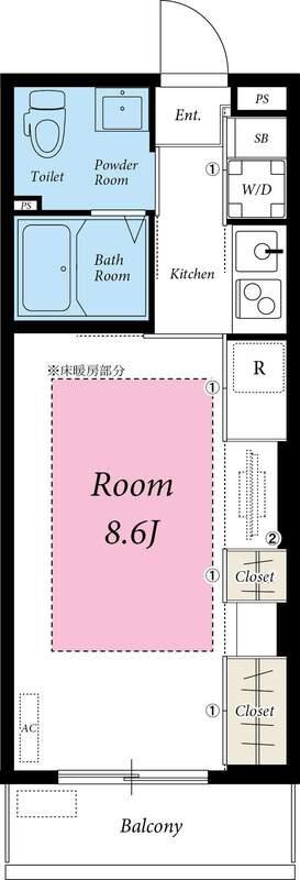リブリ・平塚(1K/2階)の間取り写真