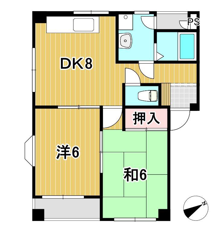 金子マンション(2DK/2階)の間取り写真