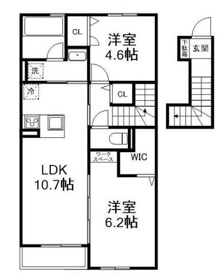 MALIEI(2LDK/2階)の間取り写真