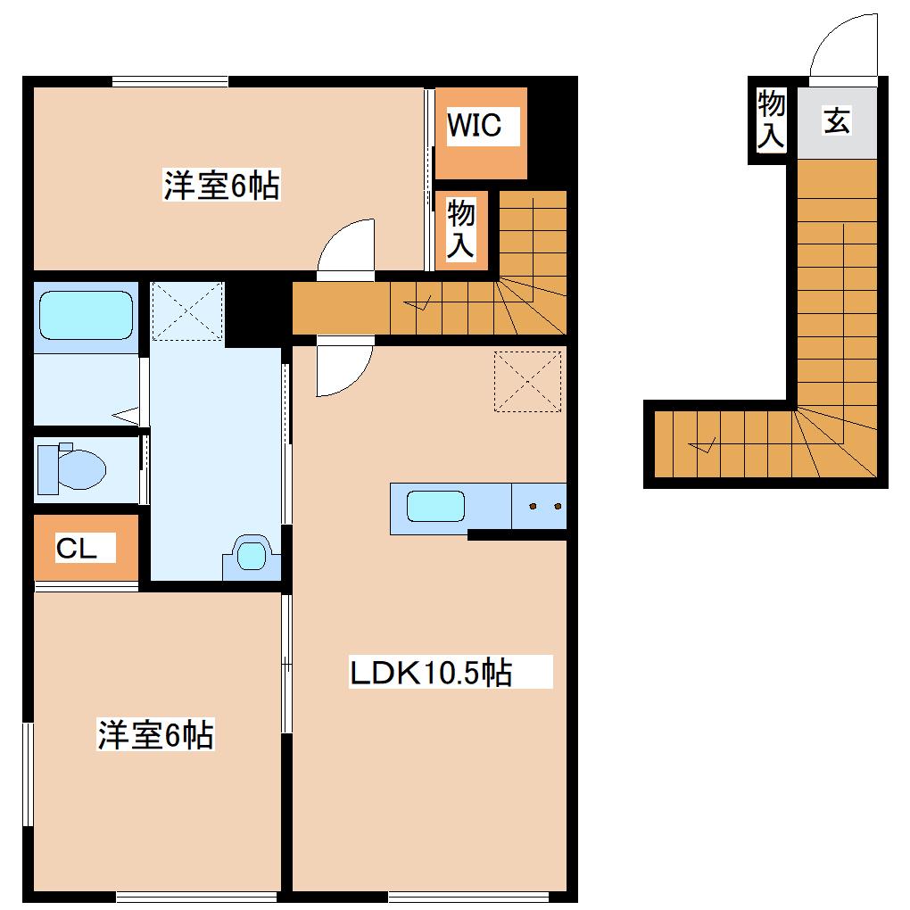 GREEN NEST(2LDK/2階)の間取り写真