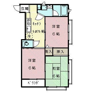 さくらパレス(3K/2階)の間取り写真