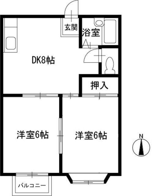 ハイツKB(2DK/2階)の間取り写真