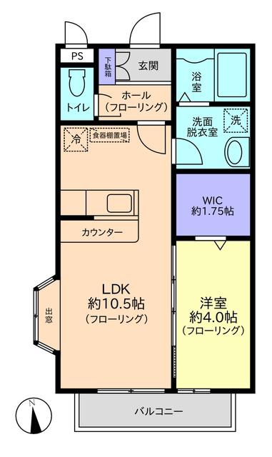 ラクシャリー・コート(1LDK/2階)の間取り写真