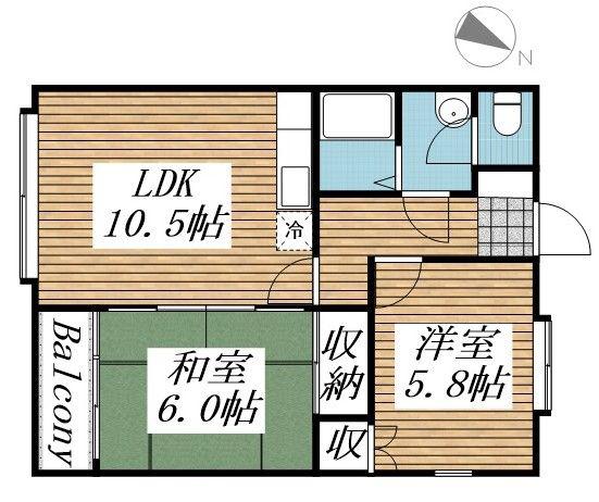 サンワロイヤル長江(2LDK/1階)の間取り写真